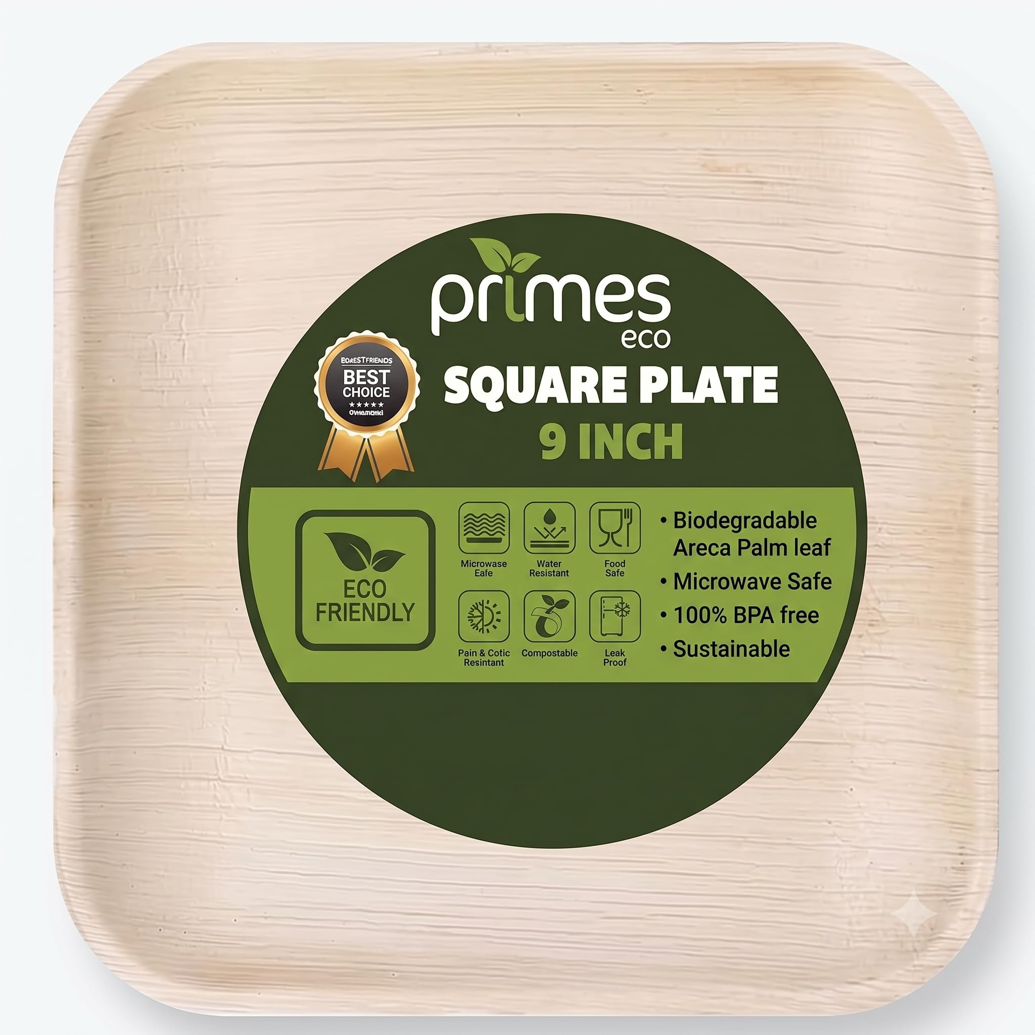 9" 150 Pcs Palm Leaf Square Disposable Party Plates For Hot and Cold Food
