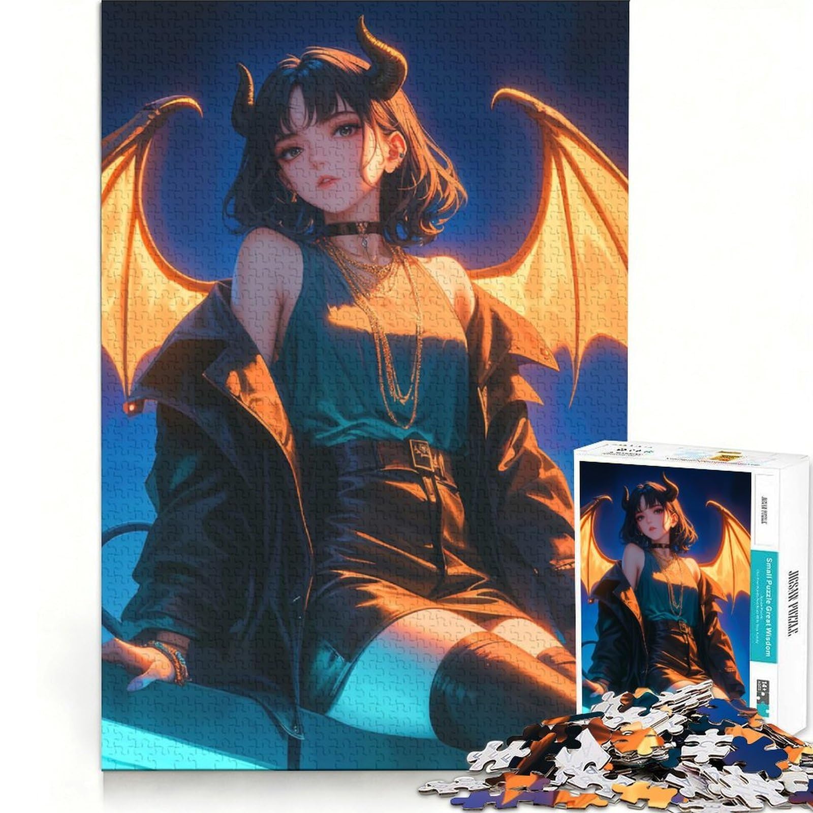 Teenager Jigsaw Puzzles 1000 Pieces Demon Anime Girl, Family Game, Fun at Home Activities, Birthday Present,Travel Gifts, 50x75cm