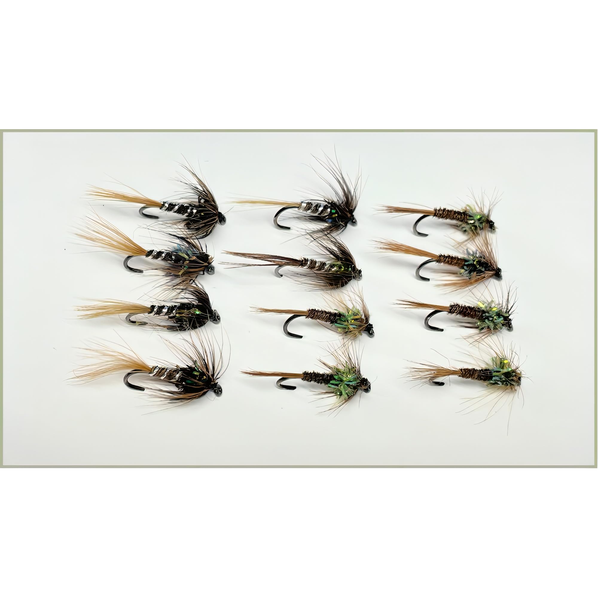 12 BARBLESS Crunchers Trout Flies Black & Olive Choice of sizes, excellent nymph pattern (10)