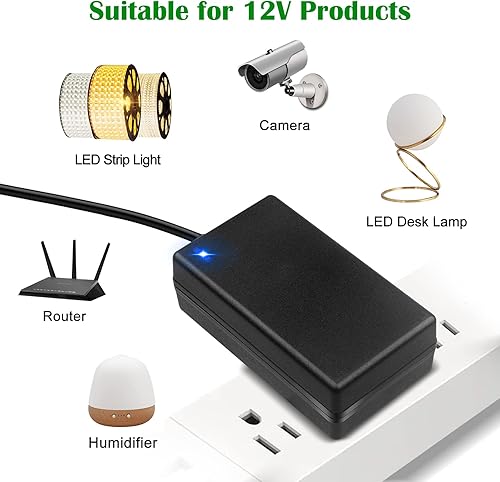 Miniatura 7 de Adaptador de fuente de alimentación de 12V 4A - LeTaoXing AC 100-240V 5060Hz a DC 12V4A 48W cargador 0.217 in x 0.098 in 12V4A para tira de luz LED