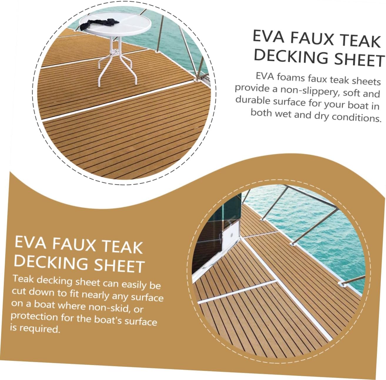 UPKOCH 1Roll Eva Non Slip Boat Flooring Self Adhesive Faux Teak Decking Sheet Heat Salt Water Easy to Cut for Yachts Motorboats and Kayaks
