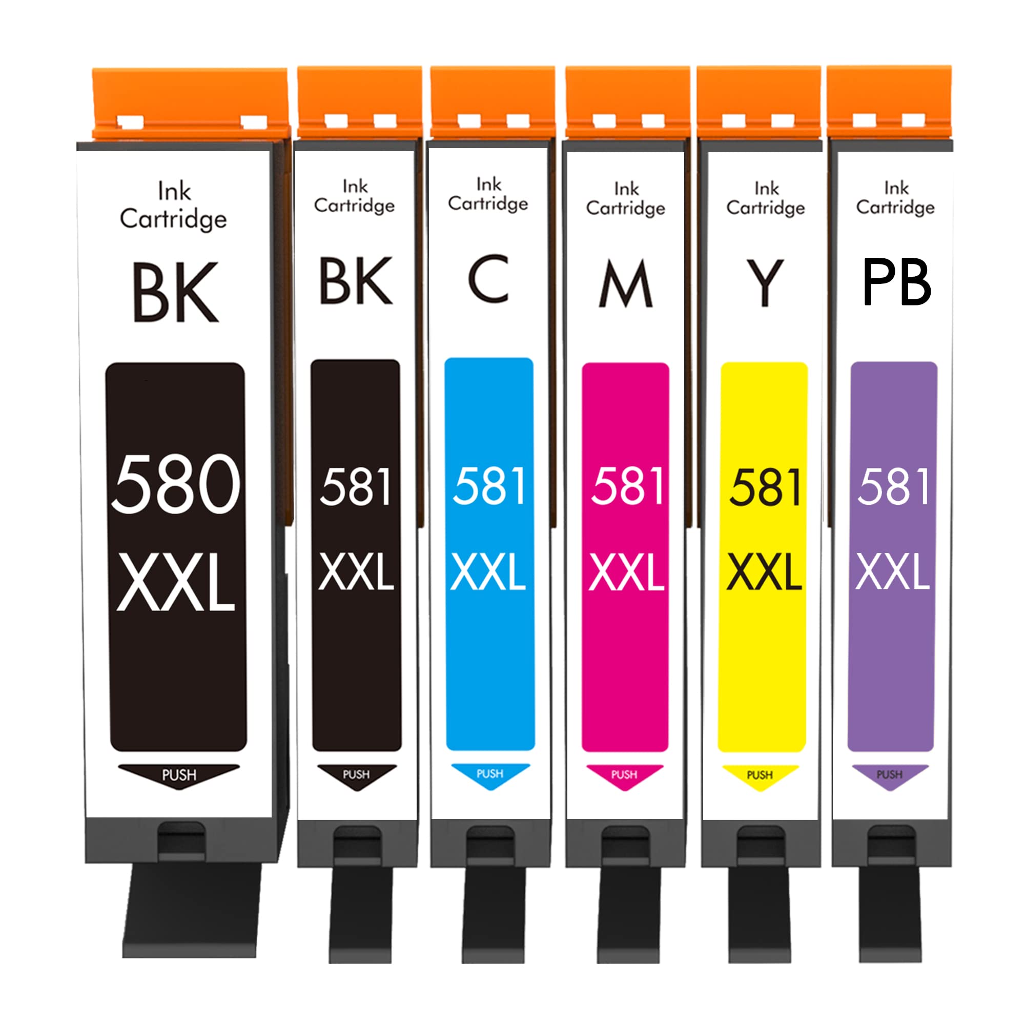 PGI-580 CLI-581 Druckerpatronen Kompatibel mit Canon PGI-580 CLI-581 XXL Patronen Multipack (6er-Pack), für Pixma TS8350 TS8250 TS8351 TS8150 TS8151 TS8251 TS8252 TS9150 TS8152 TS8352 TS9155 (PB)
