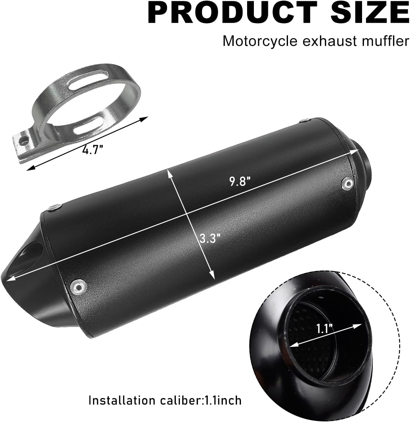 KVAEY 28mm 1.1” Exhaust Silencer Muffler Clamp Gasket, Exhaust Muffler for 50CC 110CC 125CC Aluminum Exhaust Silencer Pipe with Metal Clamp, Motorcycle Accessories