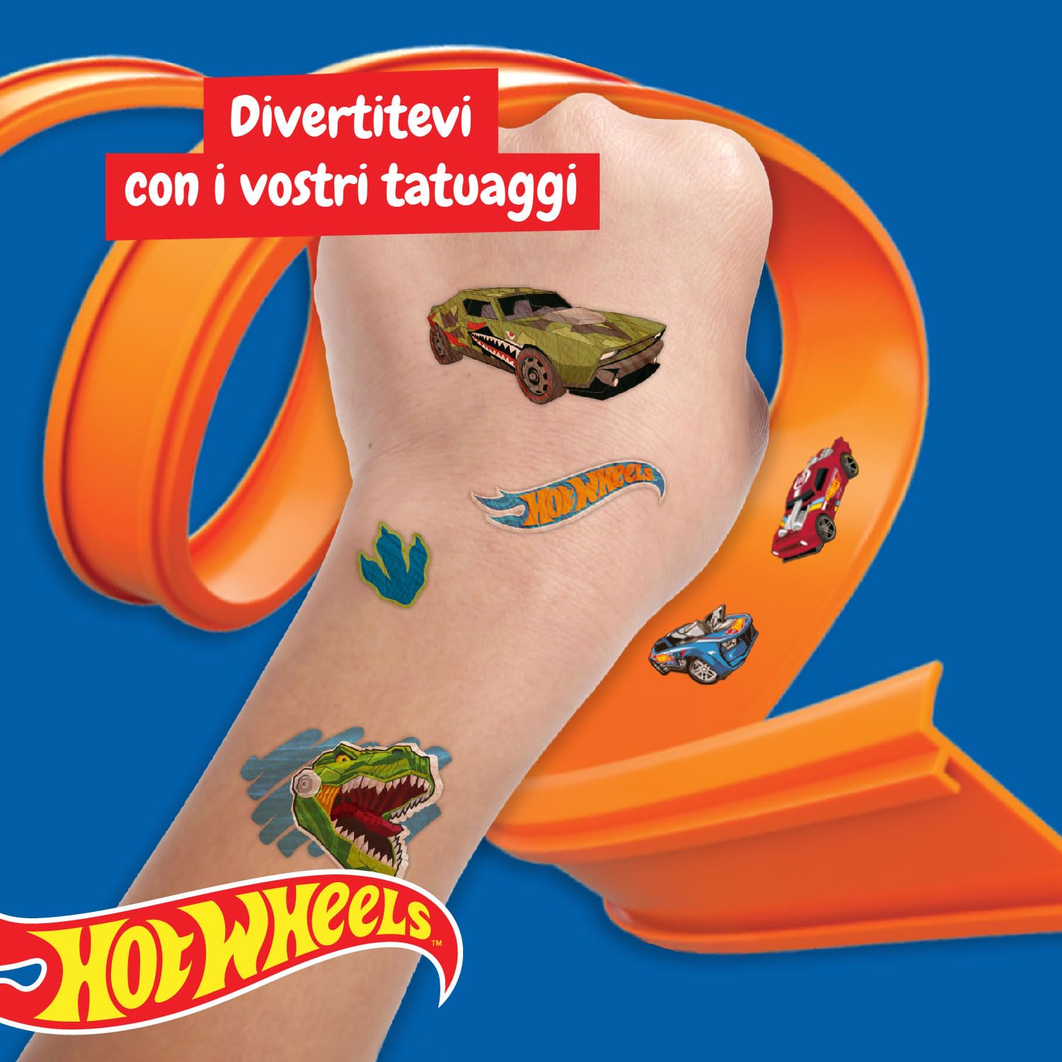 Science4you Tatuaggi Temporanei - 40 Auto Hot Wheels, Kit di Tatuaggi Trasferibili per Bambini, il Regalo per Bambini e Bambine di età Compresa tra 5, 6, 7, 8 e 9 anni