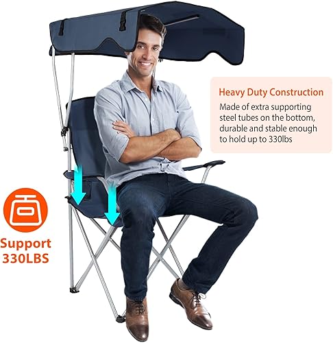 Miniatura 6 de KOCASO Silla de camping al aire libre con toldo Senderismo Silla de playa plegable de viaje