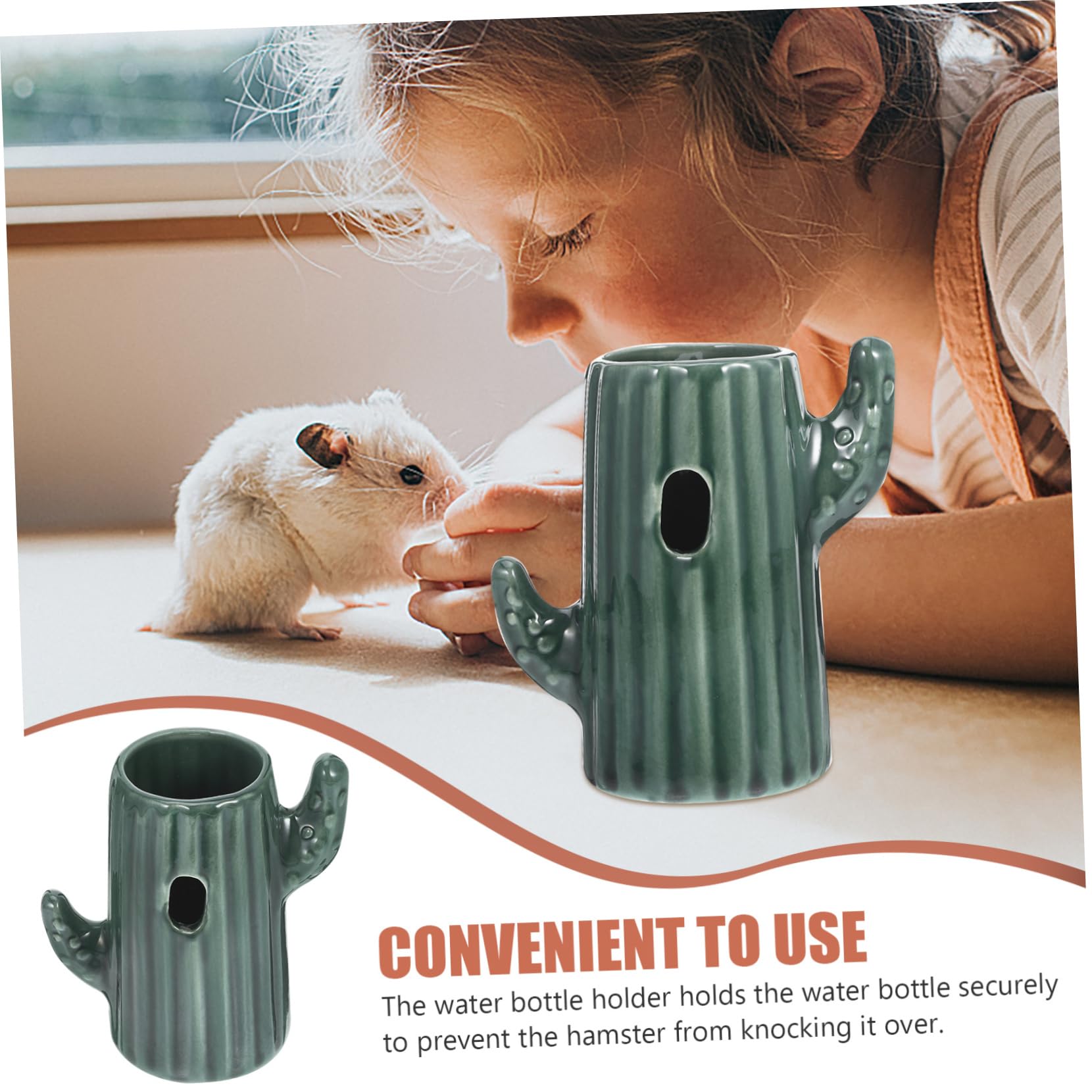 BESPORTBLE 3piezas Soporte para Bebedero De Hamster De Cerámica Forma De Cactus Dispensador De Agua para Mascotas Pequeñas Decoración De Jaula y Accesorio Práctico