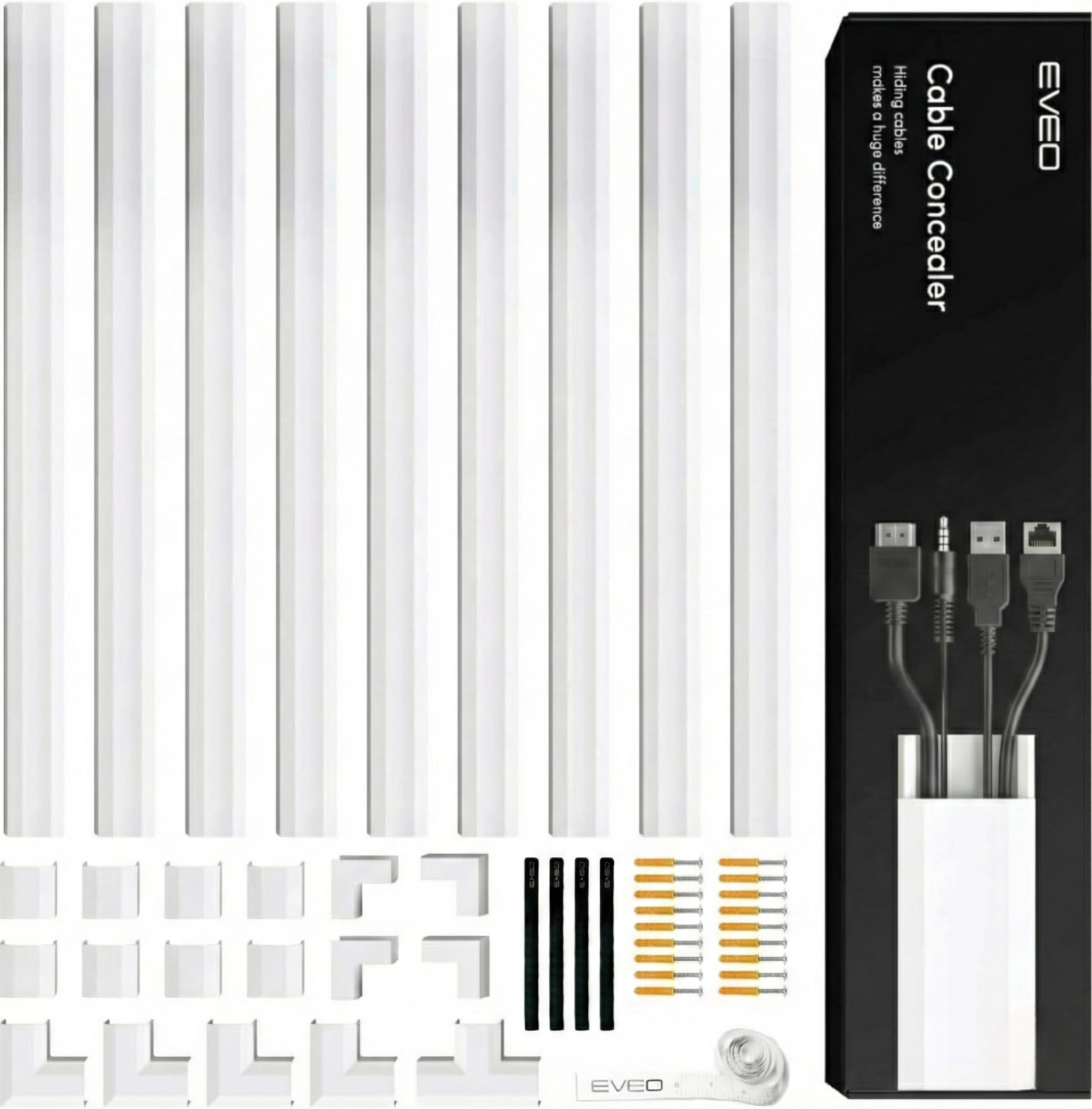 EVEO Cable Hider Wall - Hide Cables & Wire Clutter -12 EVEO Cable Hider Wall - Hide Cables & Wire Clutter -12