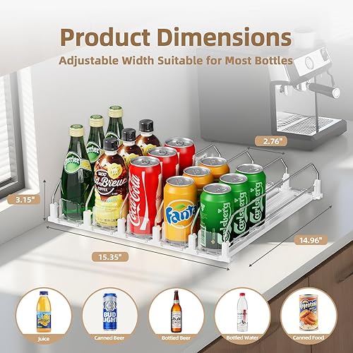 Miniatura 4 de HIYOHIYO Organizador automático de bebidas de 5 filas para refrigerador, dispensador automático de latas para almacenamiento de estantes de