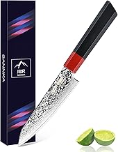 SANNKA Utility Paring Knife 5 inch Damascus Chefs Knife Utility Kitchen Knife Japanese Damascus VG10 Steel Knife Kitchen Utility Knife High Carbon 67-Layer Gyuto Chef Knife Fruit Knife - Gift Box