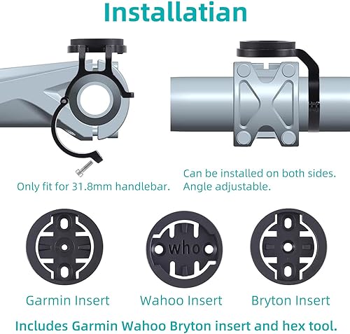 Miniatura 5 de Soporte compacto para bicicleta de montaña de 1.252 in, con GPS, compatible con Garmin, Wahoo, Bryton, CatEye y Karoo.