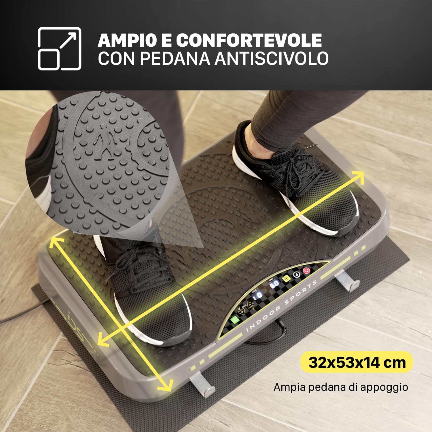 IDS V20 PEDANA Vibrante Dimagrente Basculante TONIFICA E RASSODA, INTENSITA’ Regolabile, 9 PROGRAMMI, Display LCD, Elastici Fitness + Telecomando + Cover + Tappeto Inclusi (colore grigio scuro)