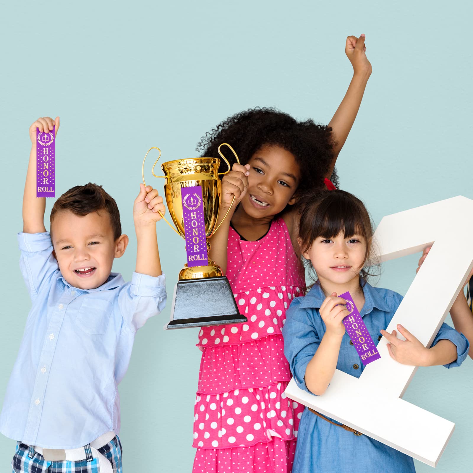 100-Piece Purple Honor Roll Award Ribbons - Bulk Prize Ribbons For School Events & Competitions