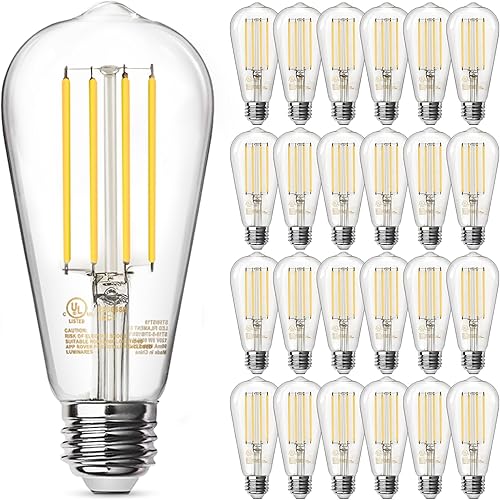 Miniatura 16 de TJOY - Paquete de 12 bombillas LED Edison, regulables, 8W equivalente a 60W, base media E26, luz diurna, 5000K, ST58, 800 lm, ultrabrillante, 5000K