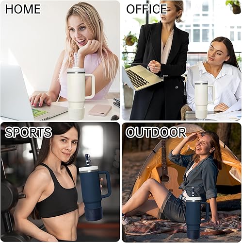 Miniatura 7 de NiHome 2 fundas protectoras de silicona para vaso con cubierta de popote para Stanley Quencher 40 de 30 onzas, IceFlow 20 de 30 onzas y botella