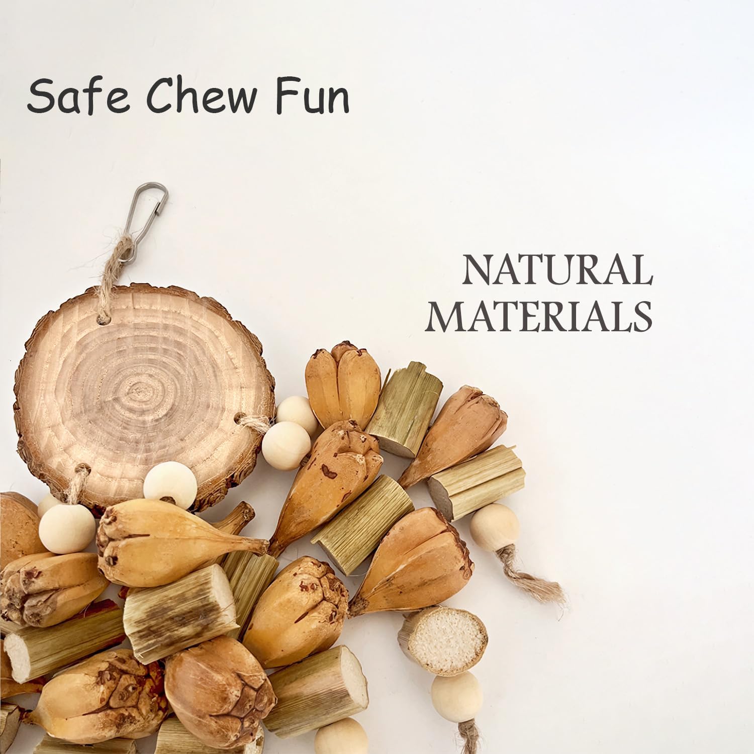 Natural Bird Toys - Chew Toys for Parrot, Cage Accessories- Wooden Stand for Parakeet, Parrot, Cockatiel, Budgie, Conures - Bird Foraging Toys for Small and Medium Size Birds image 3