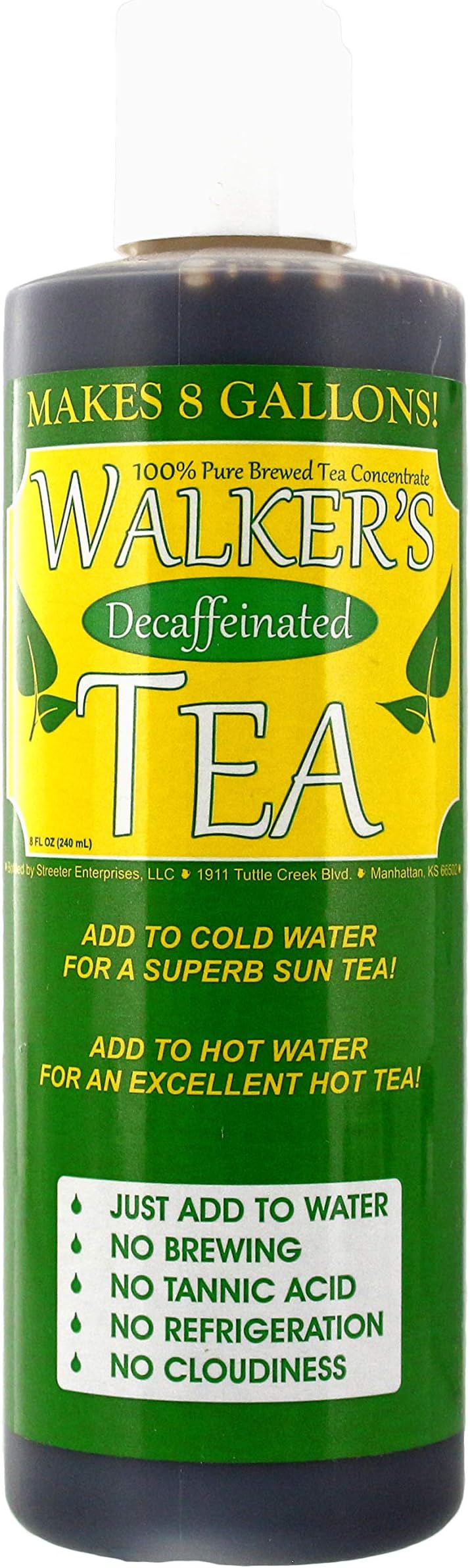 Walker's Tea Liquid Tea Concentrate Decaffeinated 8oz. - Makes 8 Gallons!