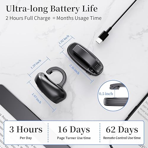 Miniatura 7 de Anillo de dedo para Kindle Page Turner, control remoto inalámbrico recargable para Kindle Paperwhite, lectores electrónicos y cámara, perfecto para