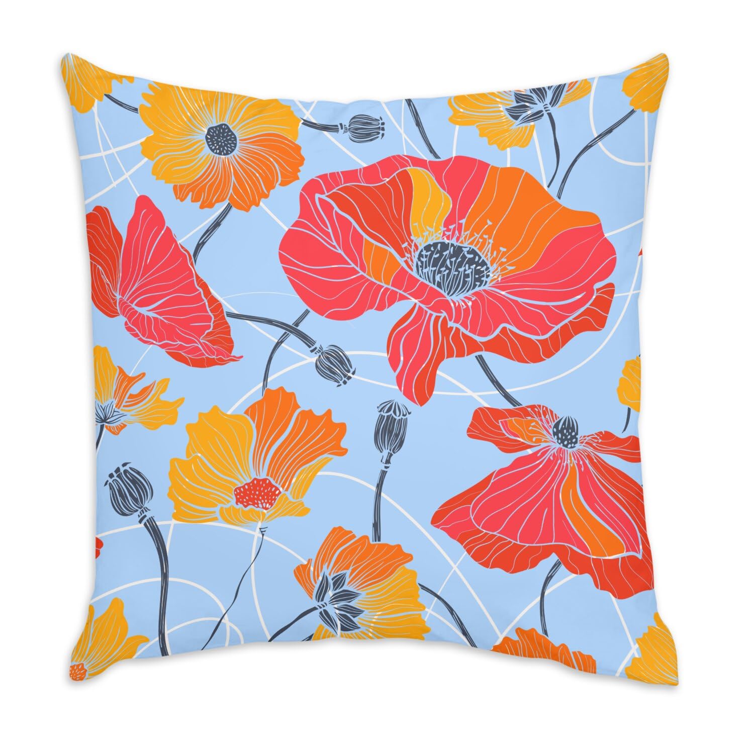 Coussin velours blanc coquelicot pour soulager le dos sur canape ferme