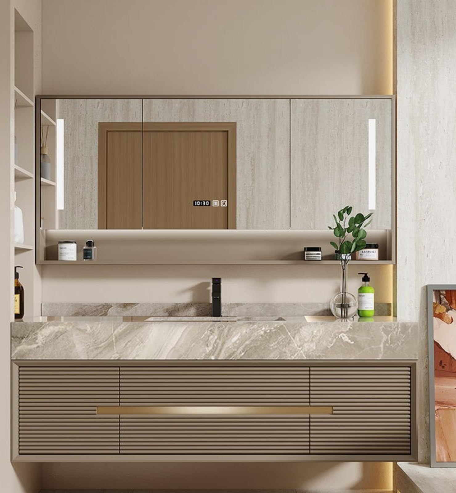 Bathroom Cabinet Vanity, 32" Bathroom Vanity with Sink, Floating Single Sink Vanity for Bathrooms, Solid Wood Luxury Vanities with Smart Anti-Fog