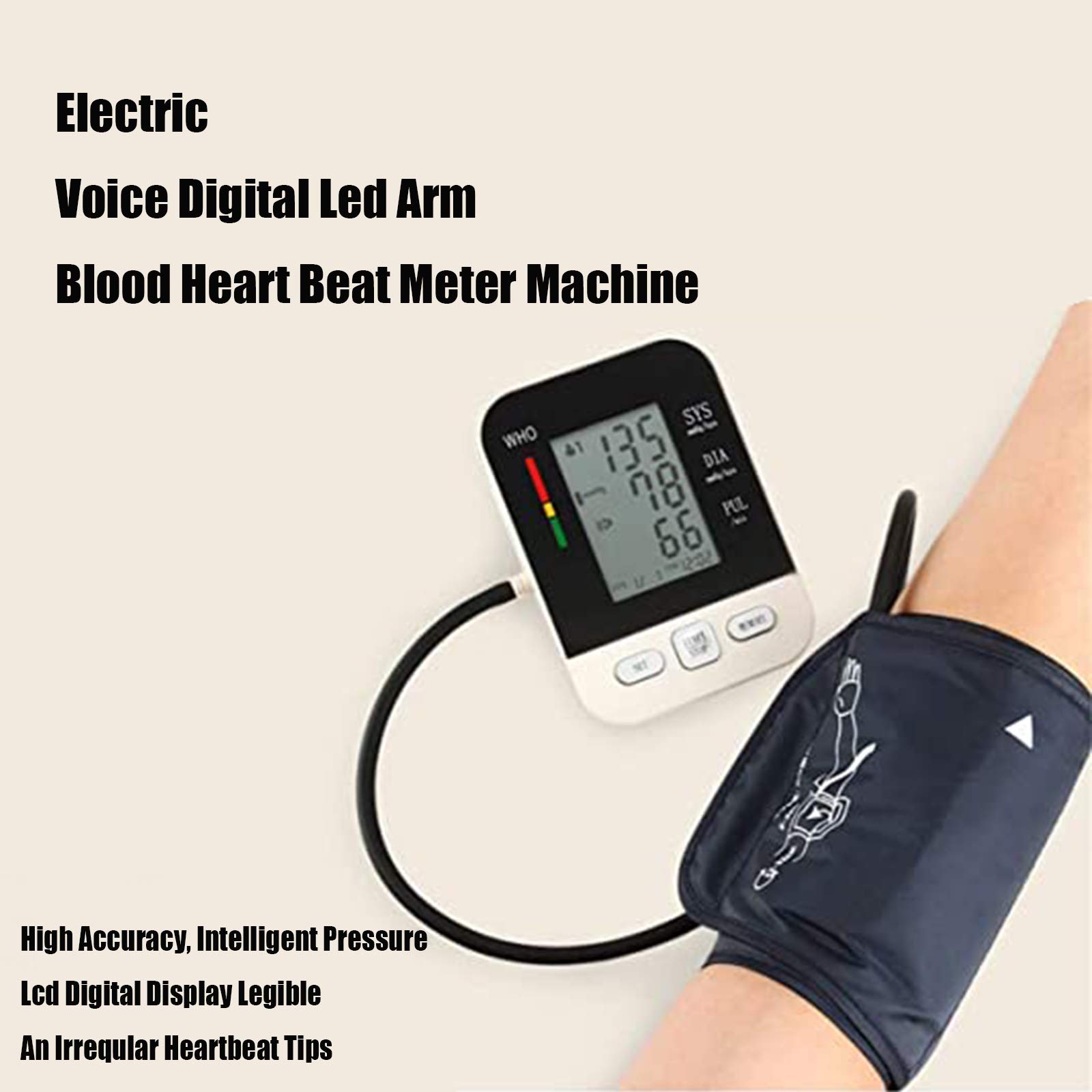 Monitor De Presión Arterial, Máquina De Presión Arterial En La Parte Superior del Brazo Esfigmomanómetro Electrónico Digital para Uso Doméstico Y Medidor De Monitoreo De Frecuencia De Pulso