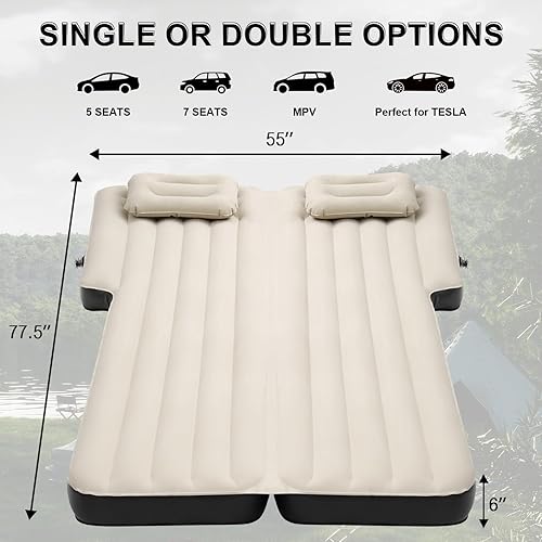 Miniatura 2 de Vidoya Colchón inflable de aire para SUV, colchón inflable para automóvil, instalación rápida y fácil con bomba eléctrica, 2 almohadas para camping,