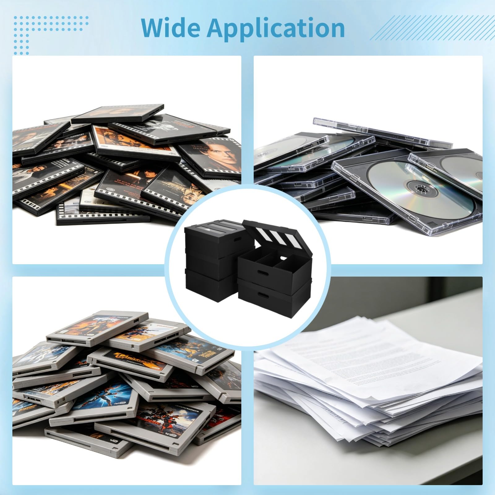 Scatole per CD, 5 custodie impilabili per CD con coperchio, porta CD a 3 scomparti con finestra trasparente, può contenere 450 custodie per gioielli, 41,2 x 31,7 x 15 cm