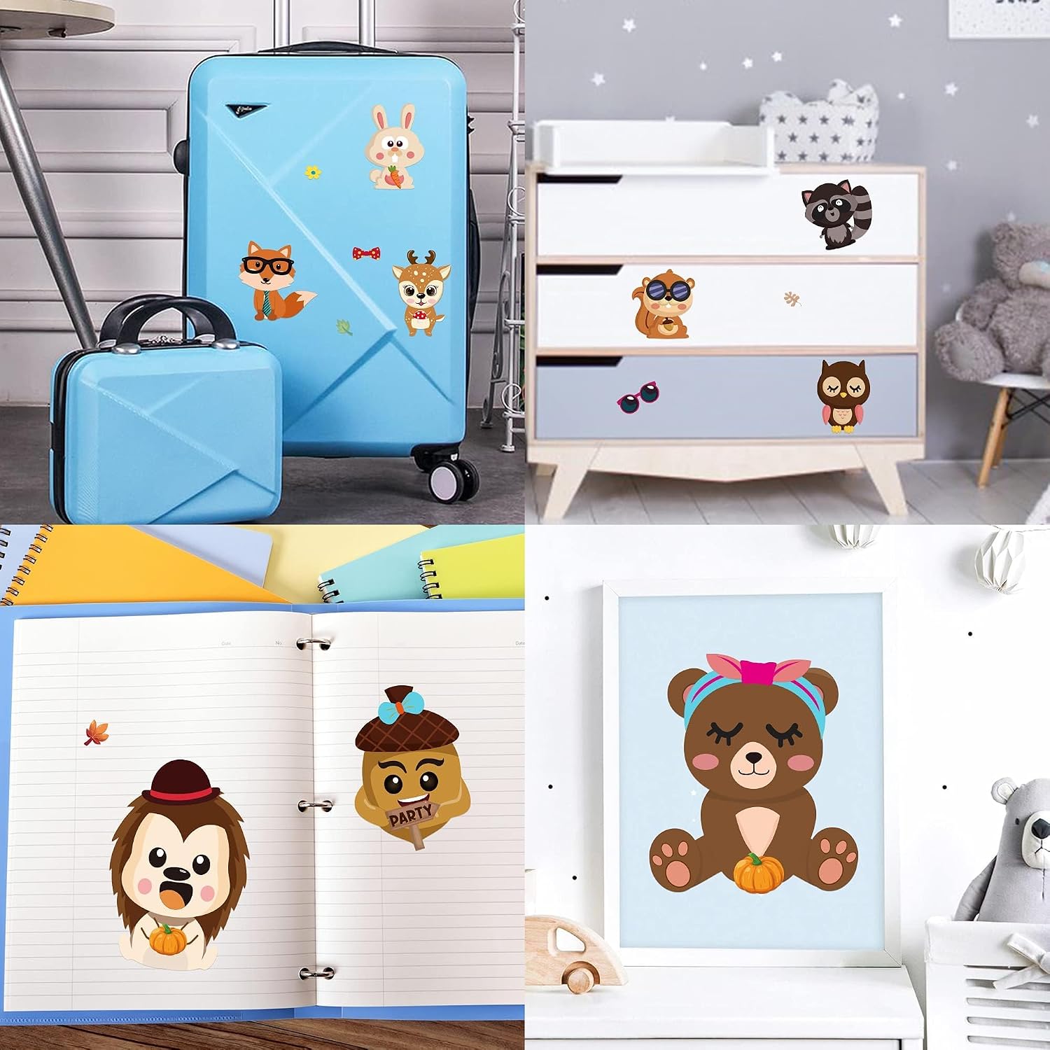 MALLMALL6 90pcs Fall Woodland Animals Make a Face Sticker 9 Kinds DIY Your Own Forest Stickers Autumn Dress Up Art Craft Happy Fall Mixed and Matched Party Favor Game and Birthday Decoration for Kid