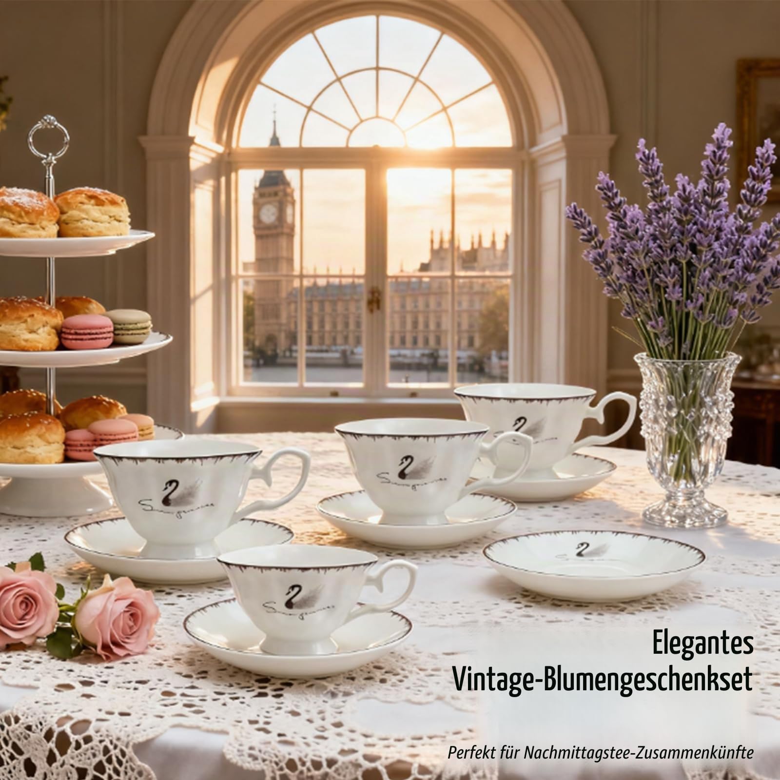 Gold Türkische Kaffeetassen, Mokkatassen-Set für 4 Personen, 4-teilig, Weißgold, 4 Espressotassen und 4 Untertassen