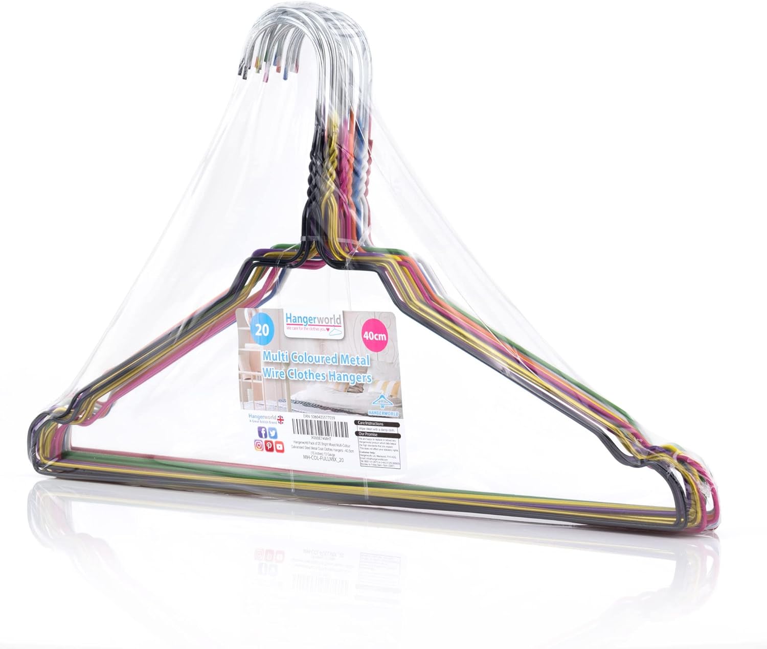 Exclusive Discount 50% Price HANGERWORLD 20 Mixed Color Coating 16inch Metal Wire 13 Gauge Pants Bar Coat Clothes Garment Hangers