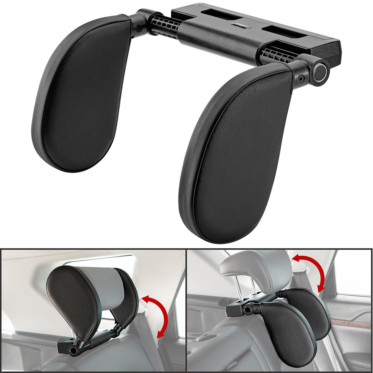 Lescars Nackenstütze Auto: 2er Set Universal Kfz Kopfstütze, individuell einstellbar (Universal Kopfstütze Auto, Kopflehne, Golf)
