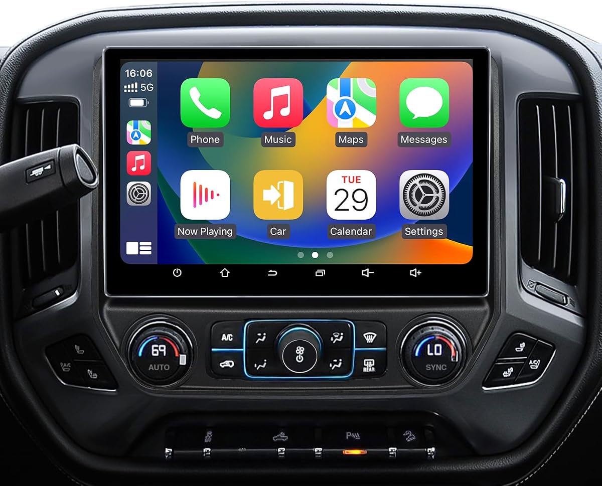 Radio de coche de 11,5" 8 núcleos 4G+64G para GMC Sierra Chevy Silverado 2014-2018 | 5G WiFi 6 Bluetooth 5.4 Carplay/Android Auto/GPS/AM FM Radio/1080P SWC/cámara de respaldo Actualización de unidad principal estéreo de repuesto