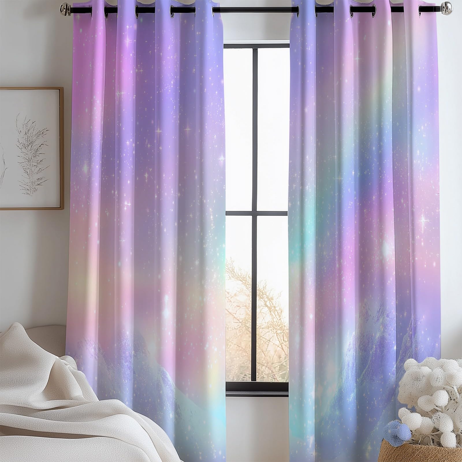 Cortinas Salon Opacas Patrón Degradado arcoíris, Cortinas de Ojales Dormitorio para Niños 2 Piezas Suave Termicas Curtain para Habitación Decoración Ventana, 2x110x215 cm