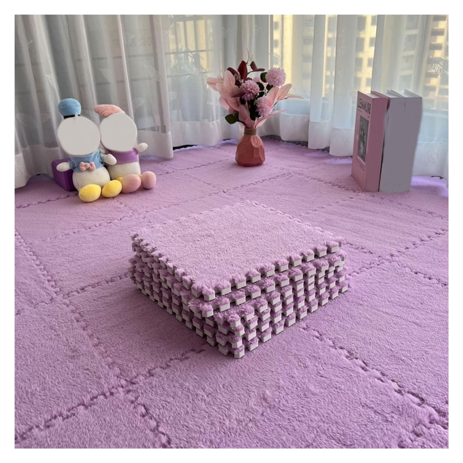 Tappetini Puzzle In Schiuma 36 Pezzi - Morbidi Mattoncini Ad Incastro Per Bambini Bianco-rosa-rosso