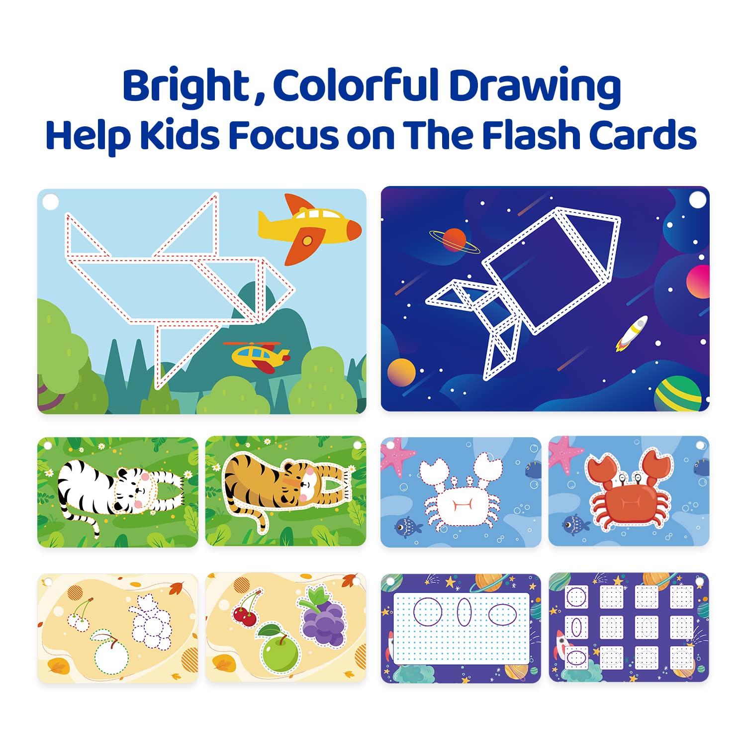 Panda Juniors Large Flash Cards for Kids Ages 4+ | Little Artist Drawing & Creativity Set | Reusable Write & Wipe Cards with 2 Markers & Ring Preschool Learning Toy (30 Cards) - Image 4