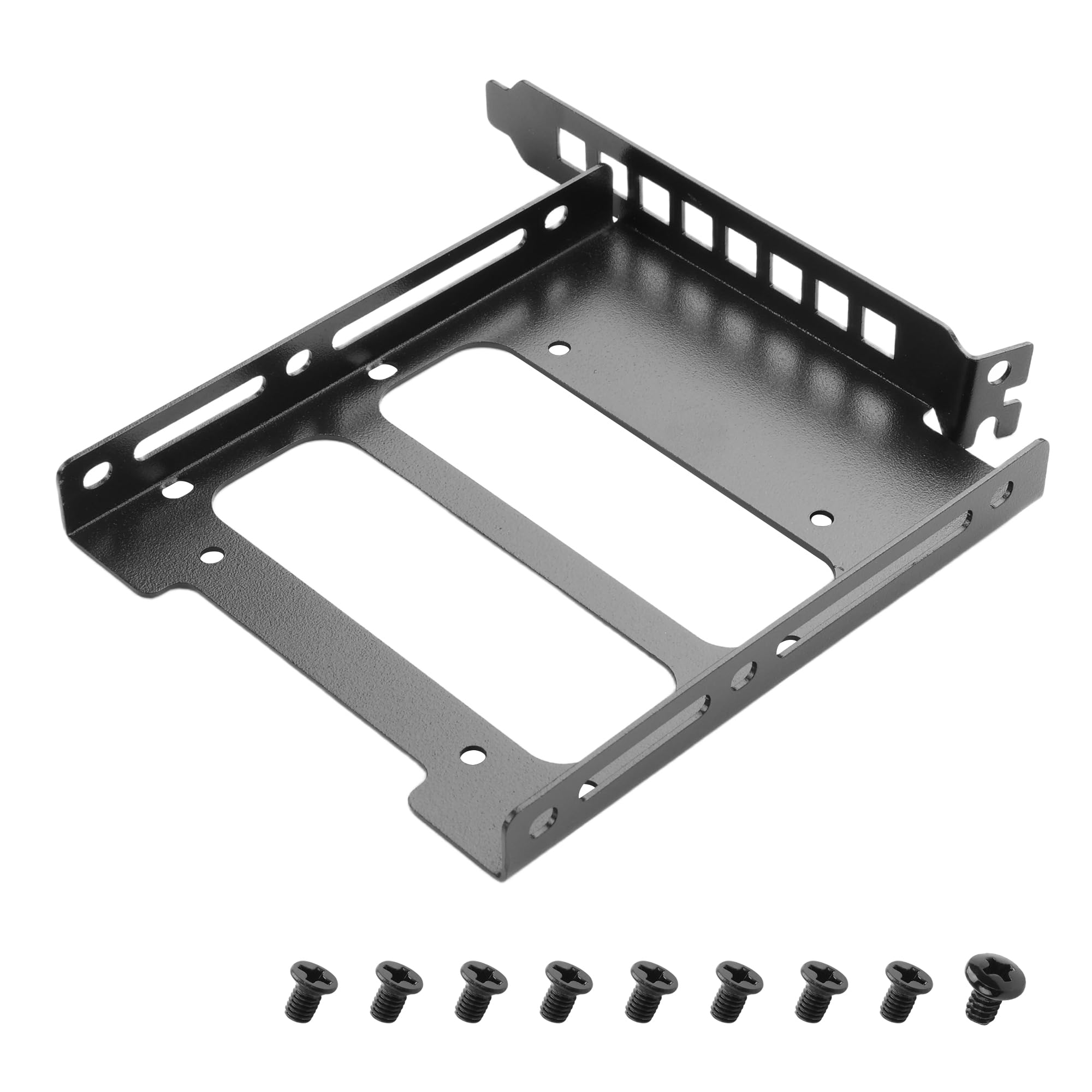 YAODHAOD 2.5"/3.5" PCI Slot SSD Mounting Bracket Rear Panel Mount Bracket ,2 x 2.5 Inch SSD to PCI Internal Hard Drive Converter Tray Holder (Black 3.5", 13.7CM PCI Slot)