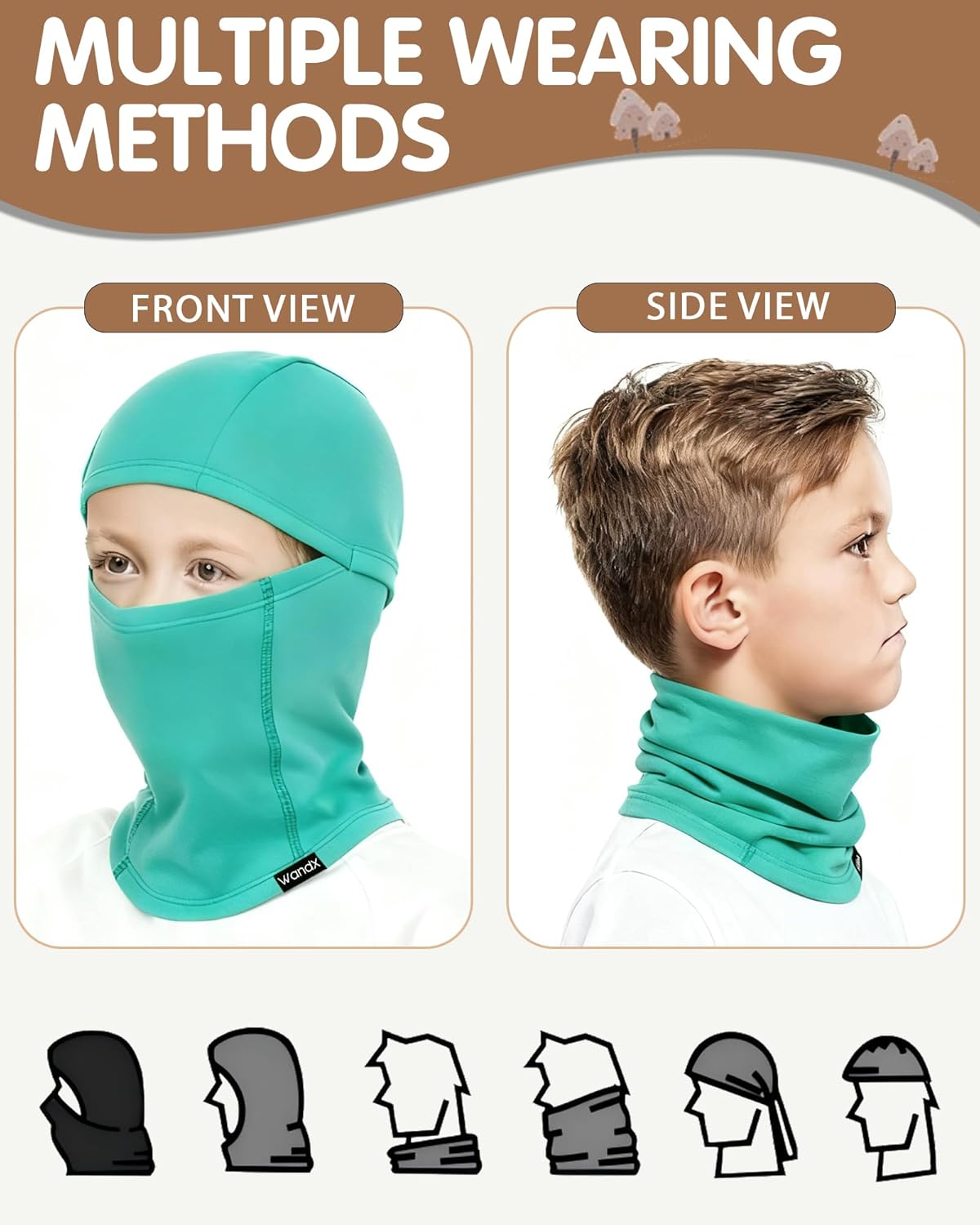 Wandx Kids Balaclava Ski Mask Windproof Warm Fleece Gaiter Face Cover Cold Weather Full Face Mask for Boys Girls - Image 6