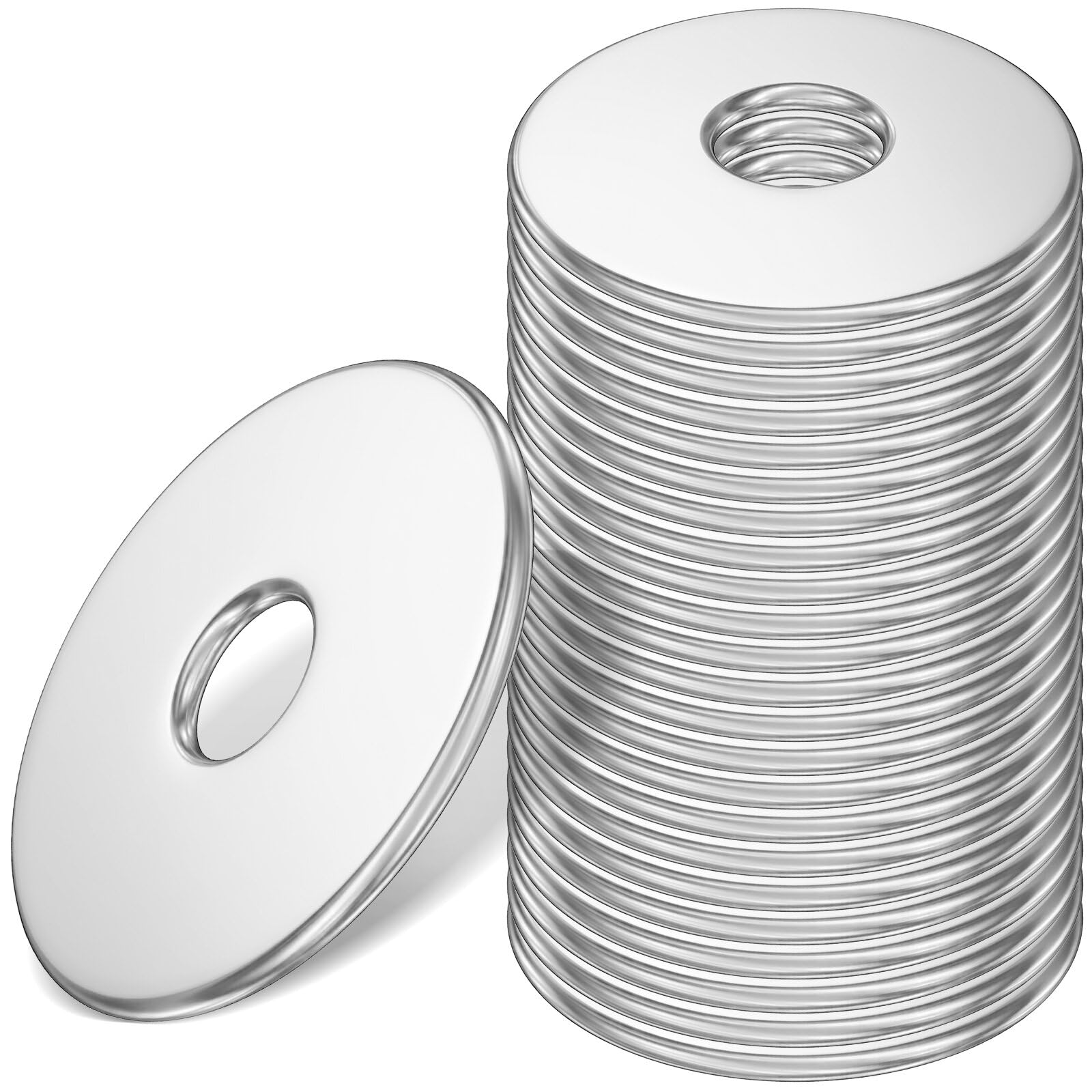 NISENTIA 60 Pcs M6 Washers, M6 x 20mm Penny Washers 304 Stainless Steel Washer Large OD Plain Wide Metal Round Flat Spacer Repair Washer Thickness 1.5mm for Screws Bolts and Repair