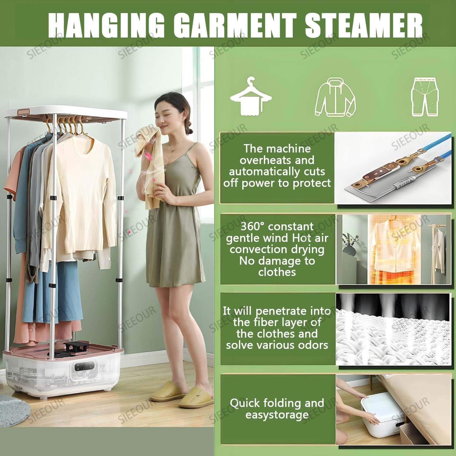 Smart Clothes Dryer & Foldable Steam Iron,900w Automatic Clothing Care Machine, Wireless Garment Steamer With Remote Control For Portable Fabric Steaming And Rapid Drying