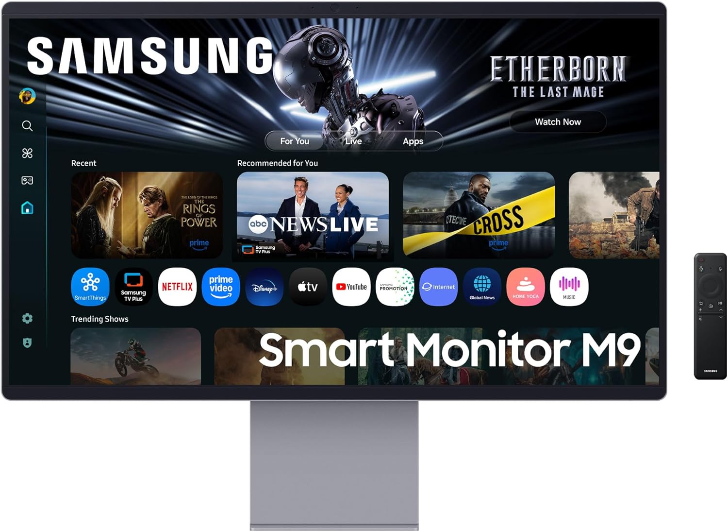 Samsung Smart Monitor M9 (S32FM900), Flat 32'', 3840x2160 (UHD 4K), Smart Hub con AI, Pannello QD-OLED, Office 365, Gaming Hub, Speaker Integrati, Telecomando, WiFi, HDMI, DP, USB-C