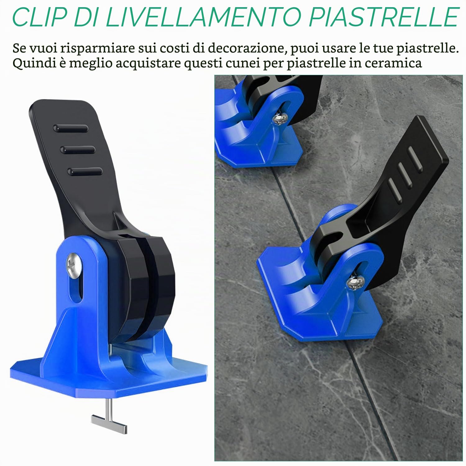 100 Pezzi Riutilizzabili Livellatori per Piastrelle 2mm, Blu Kit Sistema di Livellamento per Piastrelle, 100 Livellamento Regolatore per Pavimenti Dell'edificio