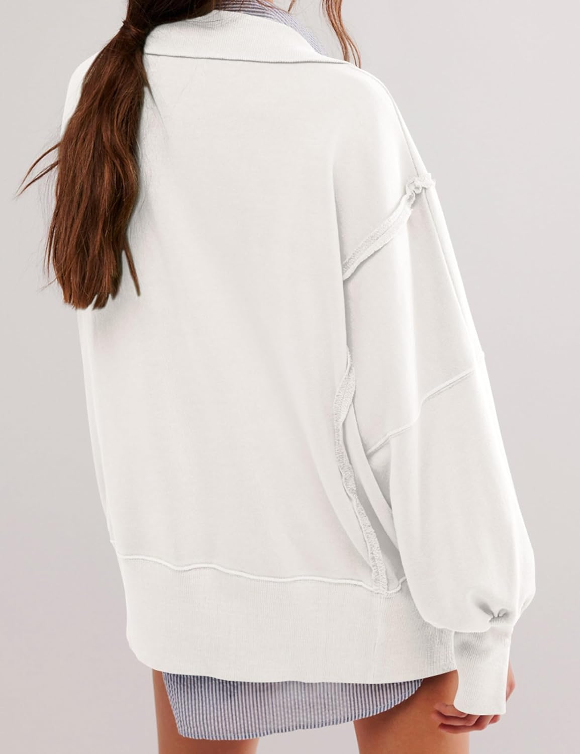 Wanzetaly Women's Oversized Sweatshirt Button Henley Neck Hoodies Long Sleeve Pullover Tops 2025 Outfits image 5