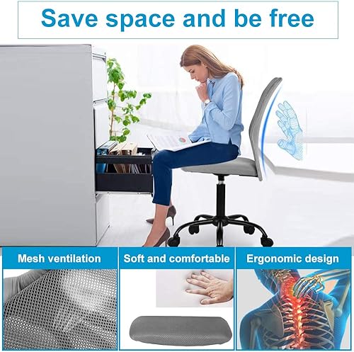 Miniatura 4 de Silla de computadora de oficina en casa, silla de escritorio para estudiantes, respaldo medio, malla ajustable en altura, silla de oficina pequeña,