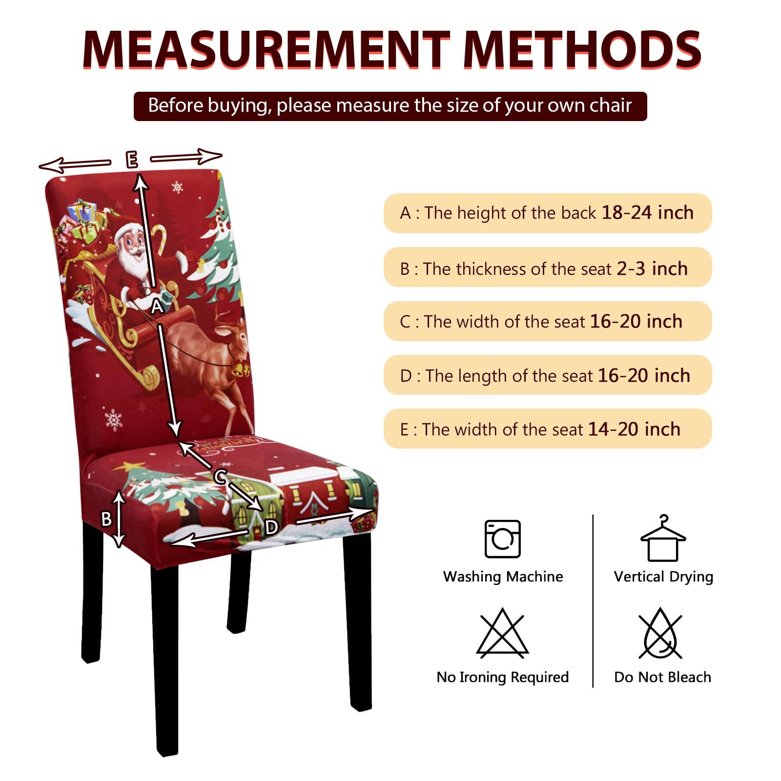 Lydevo Coprisedie Natalizie 6 Pezzi Coprisedia con Schienale Elasticizzato Spandex Fodere Coprisedia per Sala da Pranzo Rimovibile Vestisedia con Schienale per Natale Festa,Babbo Bordeaux