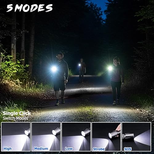 Miniatura 3 de Linterna LED recargable - Linterna táctica de alta potencia de 5 modos para camping, emergencia, senderismo, pantalla de alimentación digital,