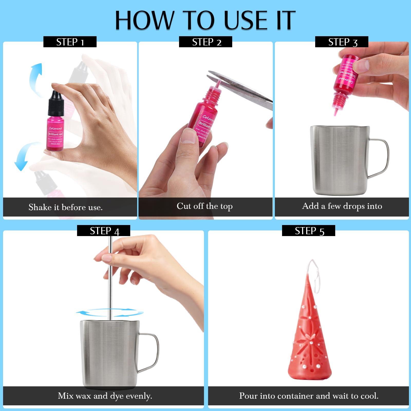 BLESTALIDO 20 Vibrant Colors Candle Dye - Highly Concentrated Liquid Candle Colorant for Soy Wax - Image 3