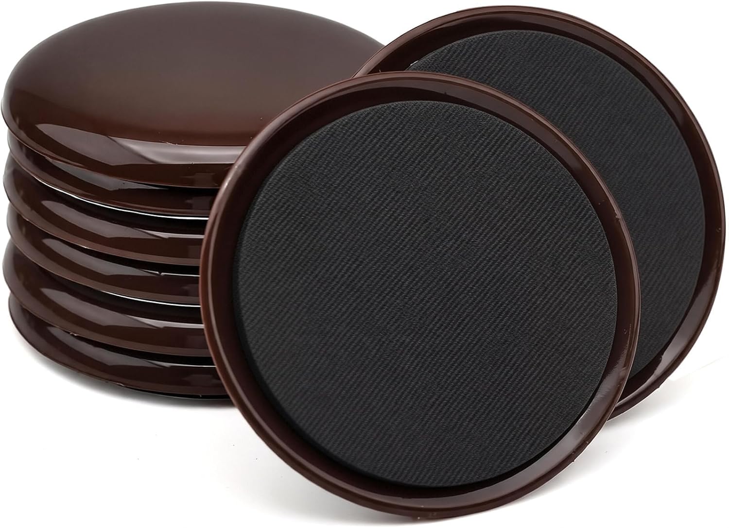 10 Pack 2-Inch Furniture Sliders for Carpeted Floors, Self-Adhesive Chair Leg Movers & Carpet Disks, Heavy Duty Plastic Gliders for Moving Sofa, Bed and Tables on Rugs or Hardwood Surfaces