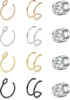 Fake Nose Ring Hoop Fake Nose Piercing Fake Nose Stud Magnetic Nose Rings Clip on Nose Ring Fake Septum Piercing Fake Septum Ring Faux Nose Rings for Women
