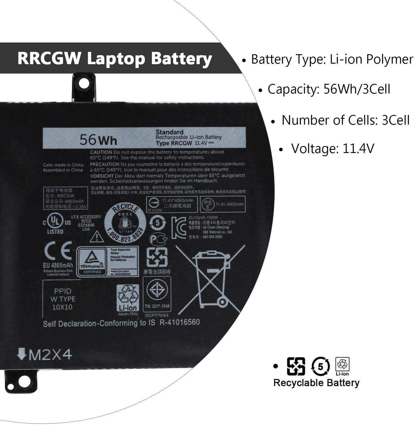 NEW GENUINE DELL XPS 15 9550 PRECISION 5510 56Wh 11.4V BATTERY RRCGW 0M7R96
