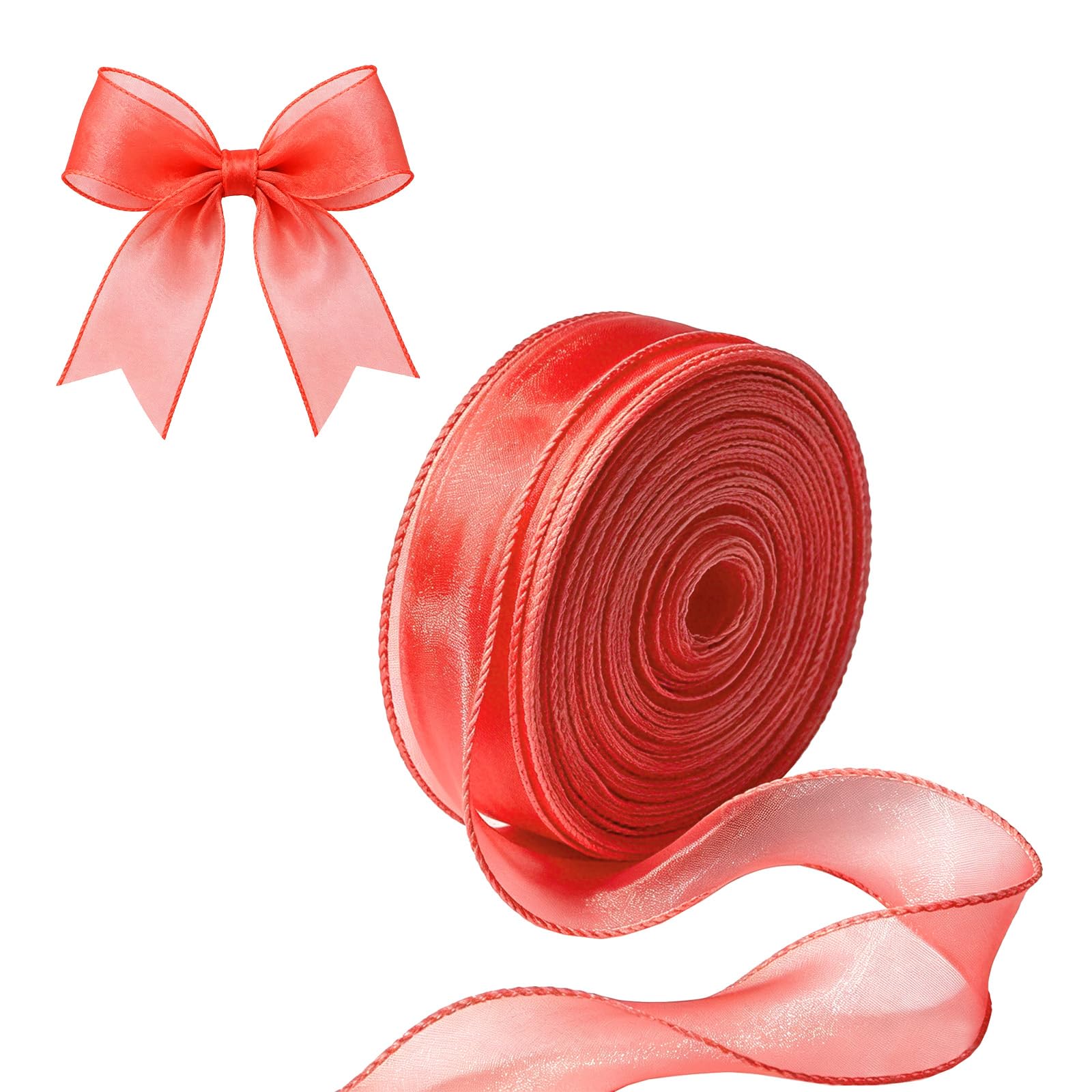 Oblihumoy Red Organza Ribbon 45m x 4cm Each