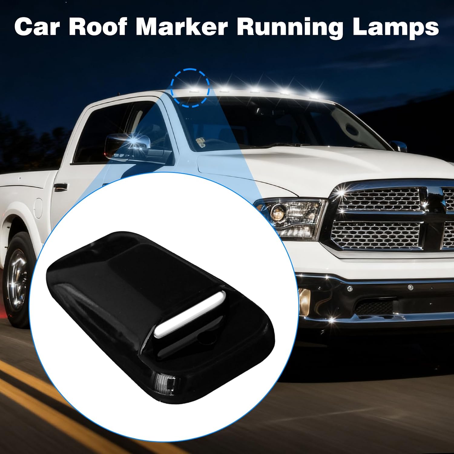 LED Cab Lights Compatible with Dodge Ram 1500/2500/3500 Pickup Truck 2003-2018, 4500/5500 2011-2018, Trucks Cab Roof Light Top Marker Lights, Night Driving Lamp, Smoke Lens, 5PCS (White)